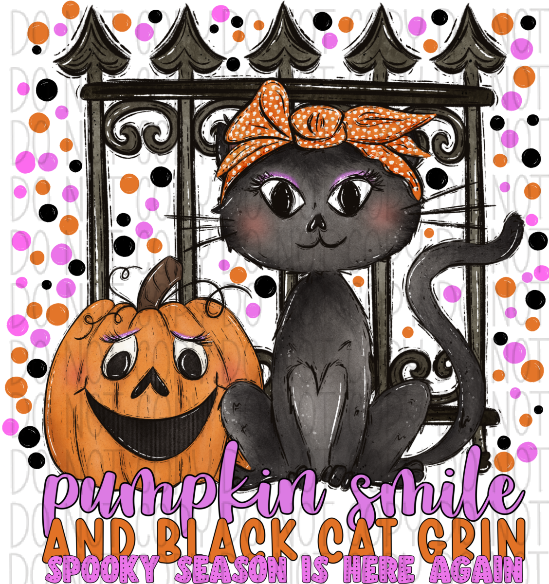 Pumpkin Smile And Black Cat Grin Dtf Transfer Rtp Transfers