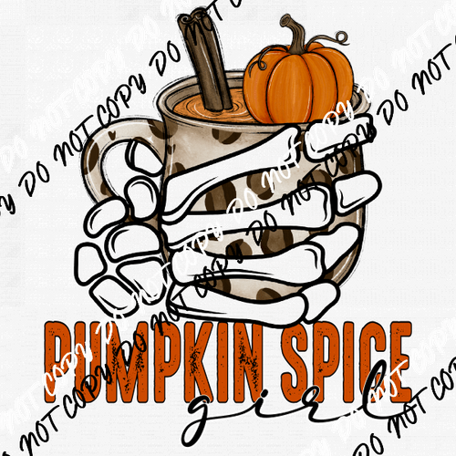 Pumpkin Spice Girl Skeleton DTF Transfer - We Print U Press DTF Transfers