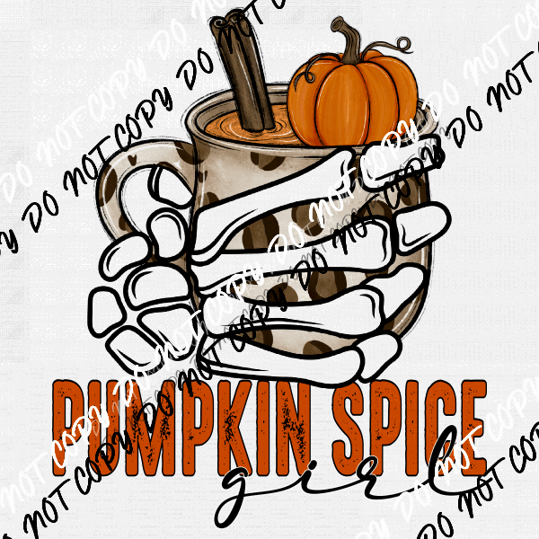 Pumpkin Spice Girl Skeleton DTF Transfer - We Print U Press DTF Transfers