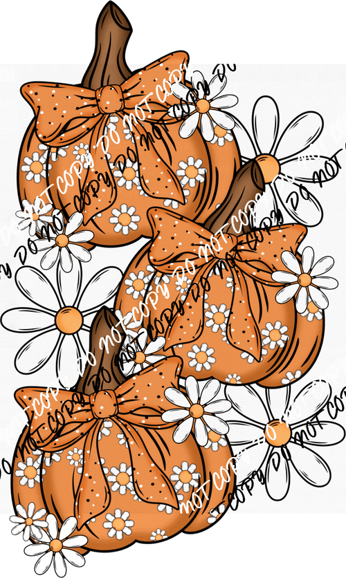 Pumpkin Stack with Daisies DTF Transfer - We Print U Press DTF Transfers