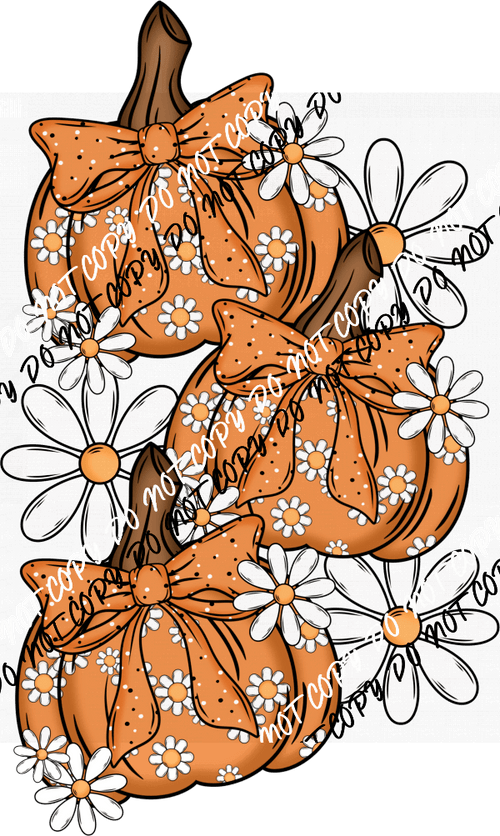 Pumpkin Stack with Daisies DTF Transfer - We Print U Press DTF Transfers