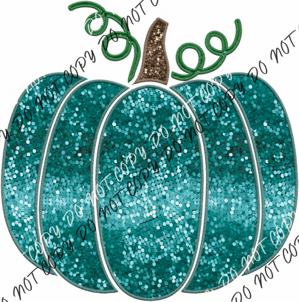 Pumpkin Teal Faux Sequin And Embroidery Dtf Transfer Transfers