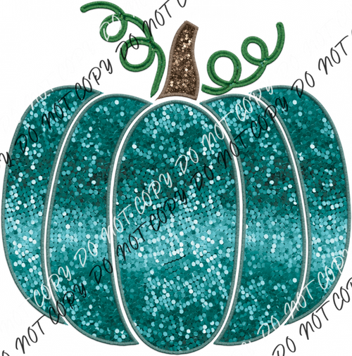 Pumpkin Teal Faux Sequin And Embroidery Dtf Transfer Transfers