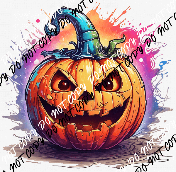 Pumpkin with Color Splash DTF Transfer - We Print U Press DTF Transfers