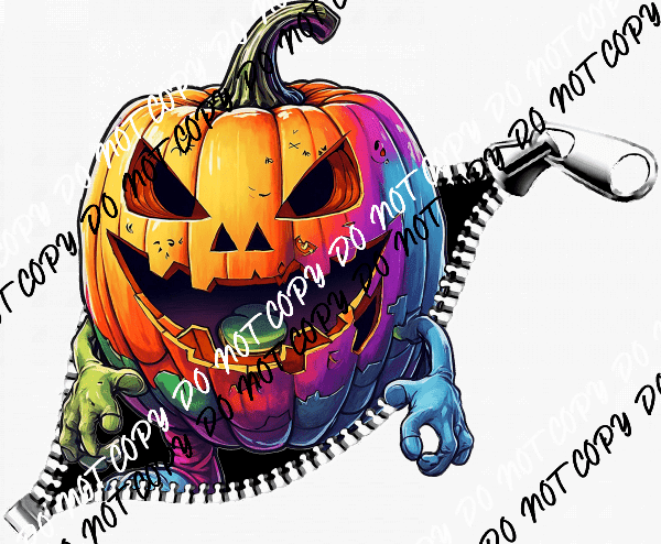 Pumpkin Zipped Up DTF Transfer - We Print U Press DTF Transfers