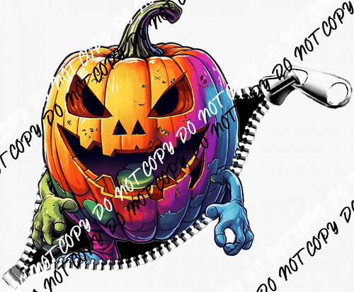 Pumpkin Zipped Up DTF Transfer - We Print U Press DTF Transfers