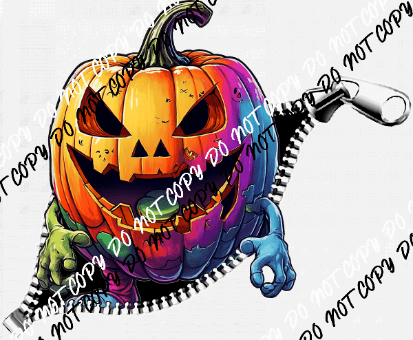 Pumpkin Zipped Up DTF Transfer - We Print U Press DTF Transfers