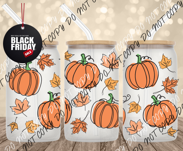 Pumpkins Uv Transfer For 16 Oz Glass Can