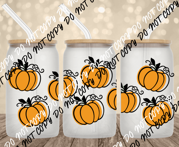 Pumpkins UV Transfer for 16 oz Glass Can - We Print U Press DTF Transfers