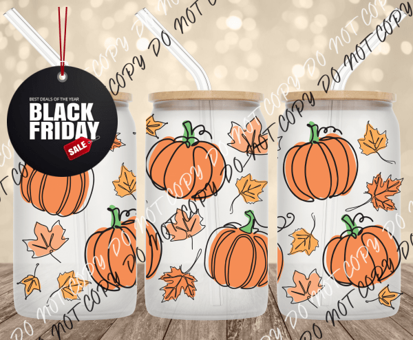 Pumpkins Uv Transfer For 16 Oz Glass Can