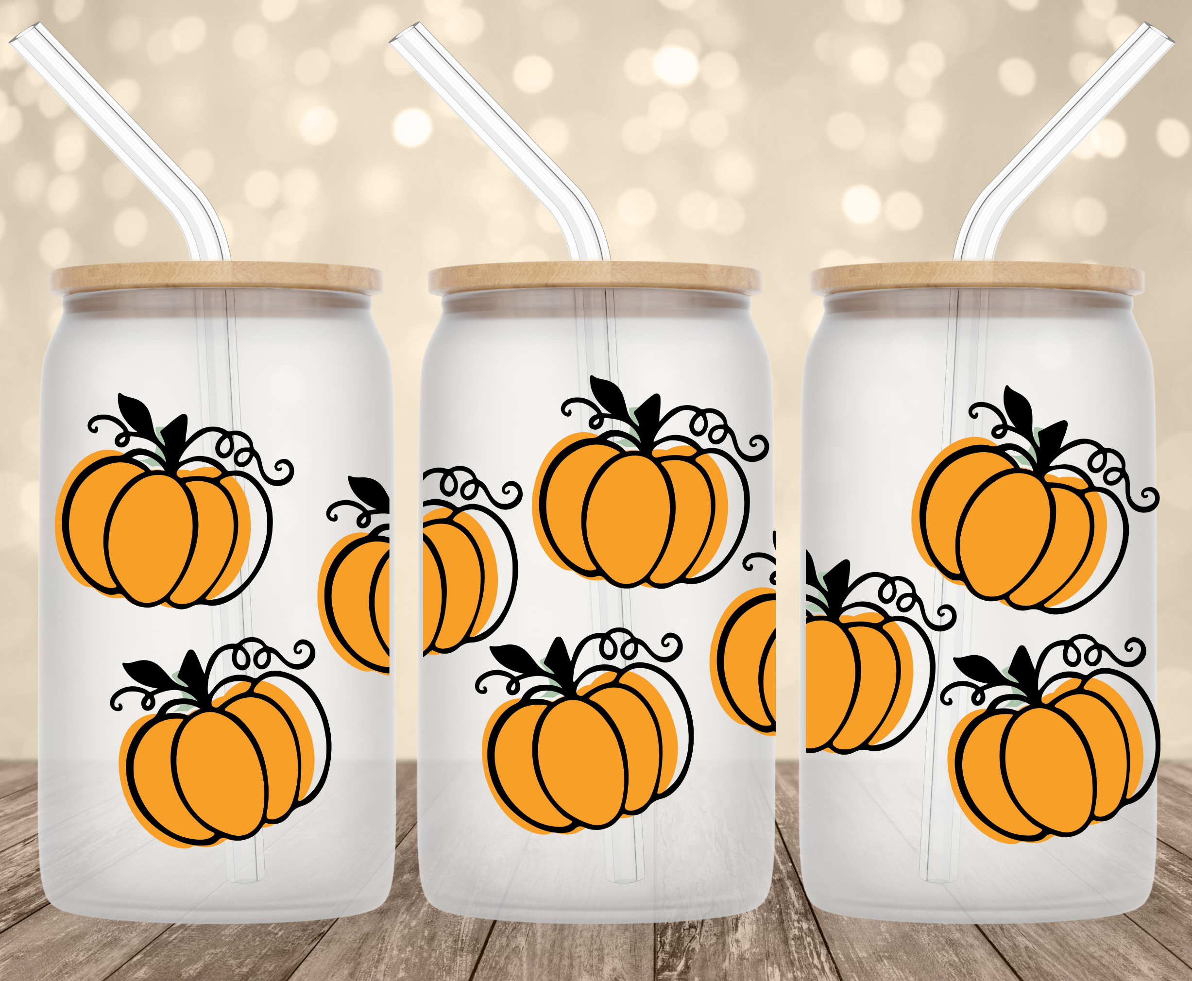 Pumpkins 16 Oz Glass Can