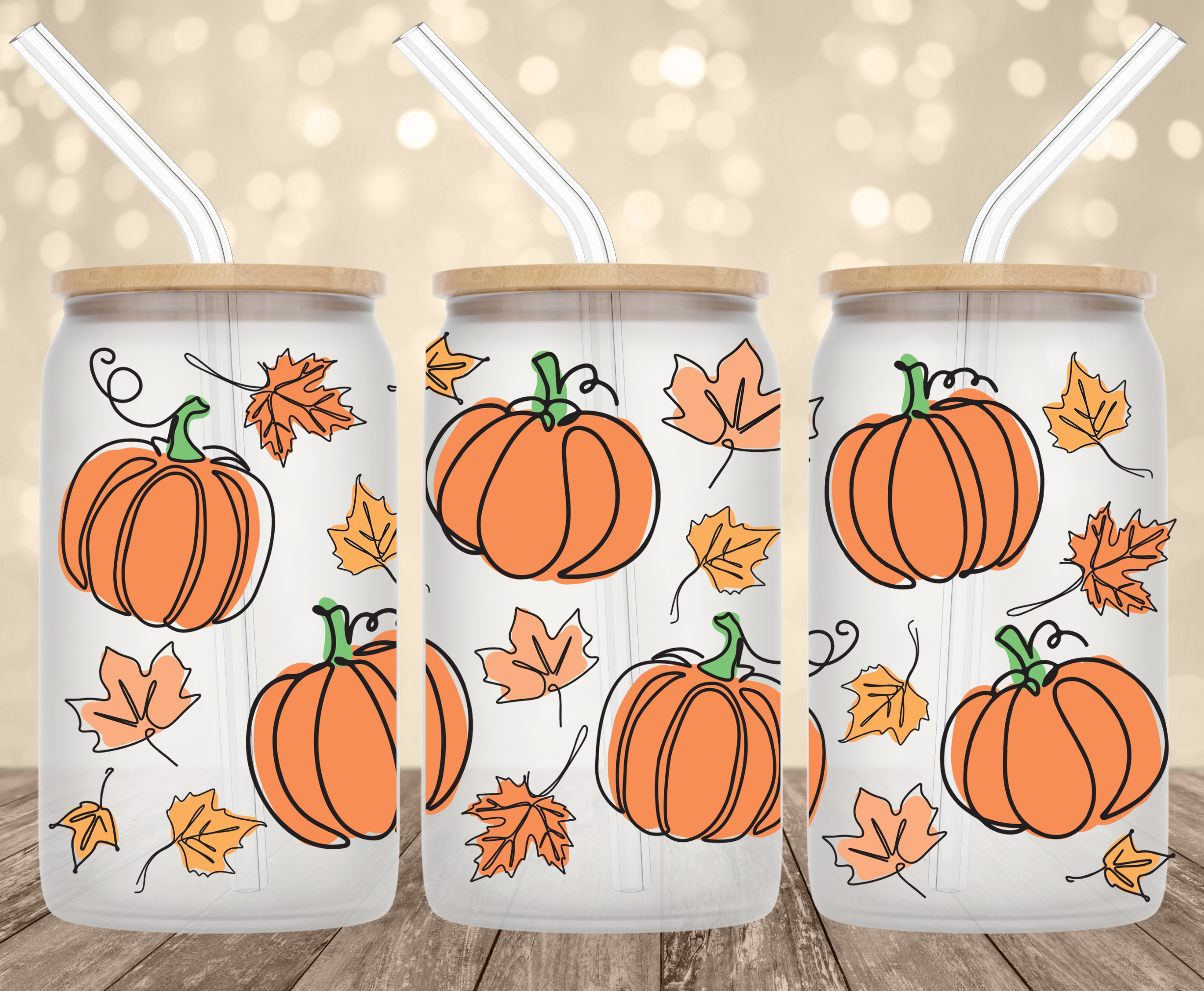 Pumpkins Uv Transfer For 16 Oz Glass Can