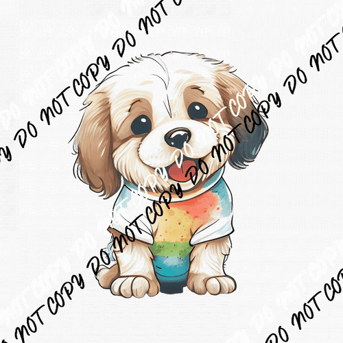 Puppy Colorful Watercolor DTF Transfer - We Print U Press DTF Transfers