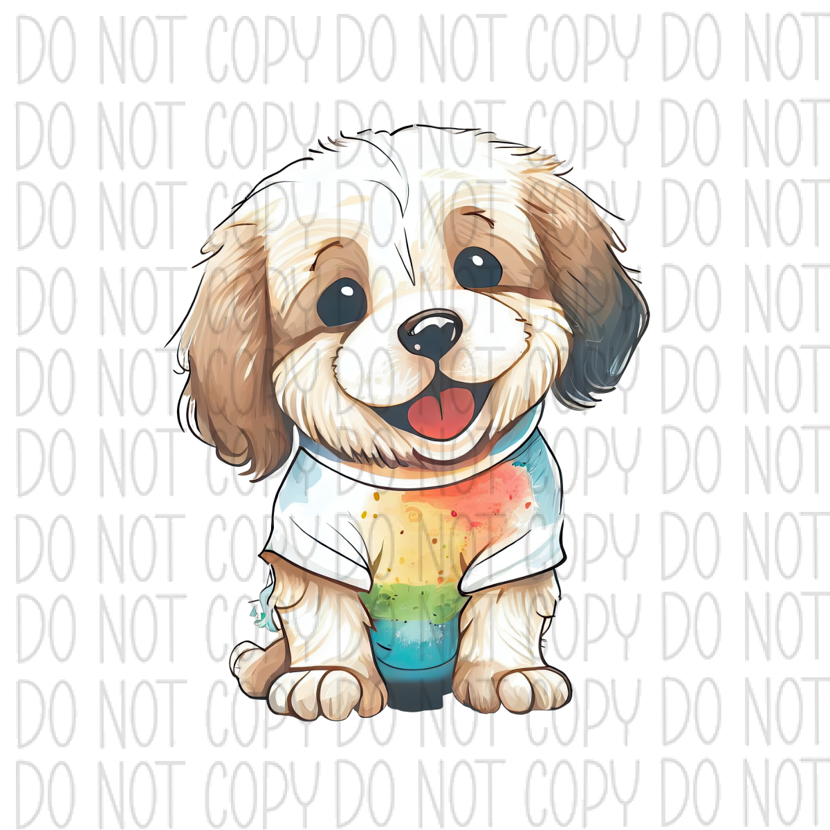 Puppy Colorful Watercolor Dtf Transfer