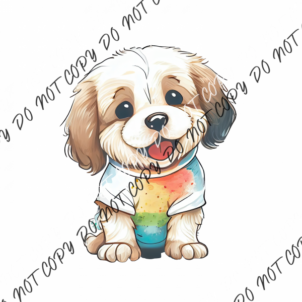 Puppy Colorful Watercolor Dtf Transfer