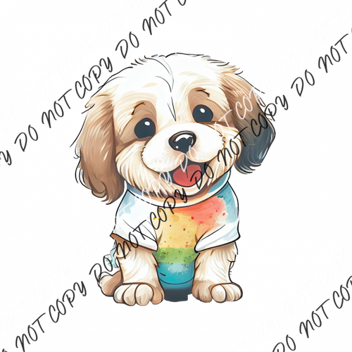 Puppy Colorful Watercolor Dtf Transfer