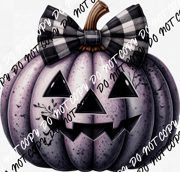 Purple Jack - o - Lantern with Bow DTF Transfer - We Print U Press DTF Transfers