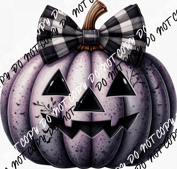 Purple Jack - o - Lantern with Bow DTF Transfer - We Print U Press DTF Transfers