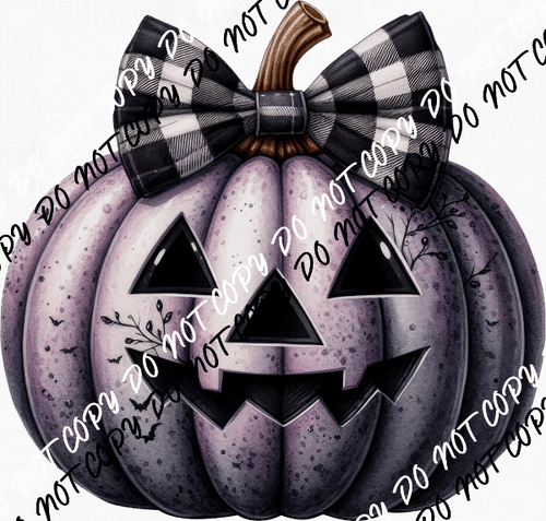 Purple Jack - o - Lantern with Bow DTF Transfer - We Print U Press DTF Transfers