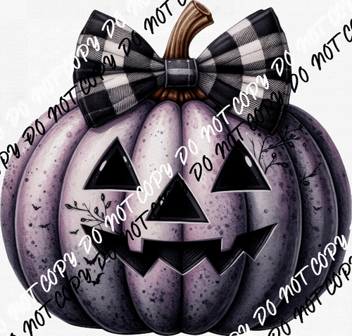 Purple Jack - o - Lantern with Bow DTF Transfer - We Print U Press DTF Transfers