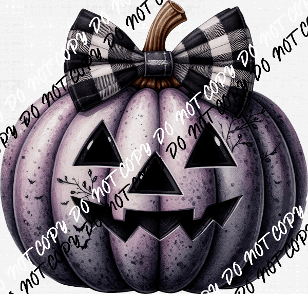 Purple Jack - o - Lantern with Bow DTF Transfer - We Print U Press DTF Transfers