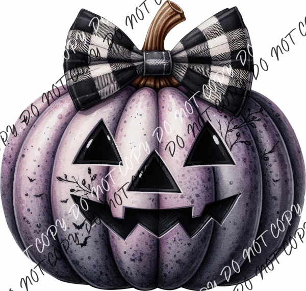 Purple Jack-O-Lantern With Bow Dtf Transfer Rtp Transfers