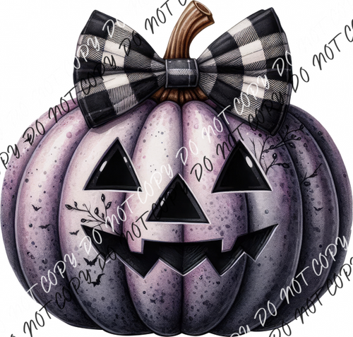 Purple Jack-O-Lantern With Bow Dtf Transfer Rtp Transfers