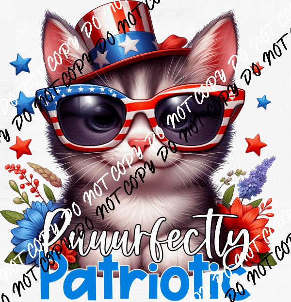 Purrfectly Patriotic Cat DTF Transfer - We Print U Press DTF Transfers