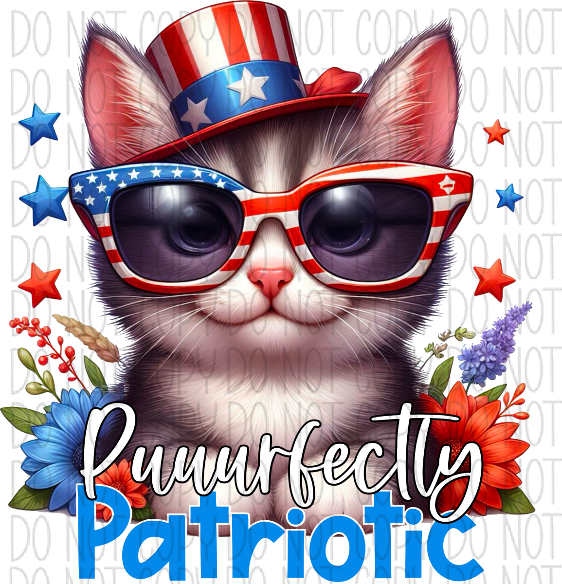 Purrfectly Patriotic Cat Dtf Transfer Rtp Transfers