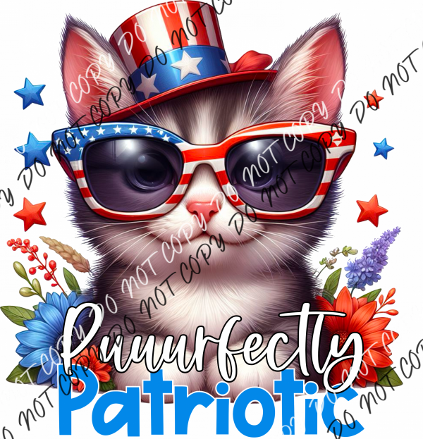 Purrfectly Patriotic Cat Dtf Transfer Rtp Transfers