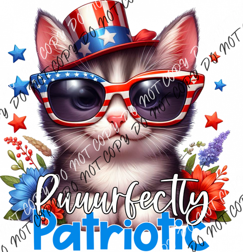 Purrfectly Patriotic Cat Dtf Transfer Rtp Transfers