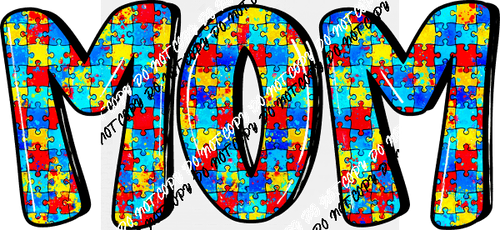 Puzzle Pieces Mama or Mom Autism Awareness (Choose Name) DTF Transfer - We Print U Press DTF Transfers
