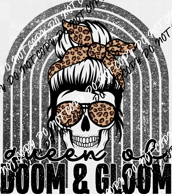 Queen of Doom and Gloom Skull Rainbow DTF Transfer - We Print U Press DTF Transfers