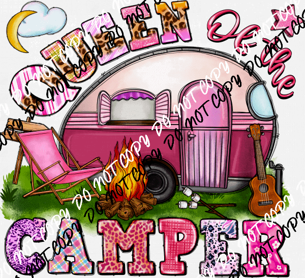 Queen of the Camper in Pink DTF Transfer - We Print U Press DTF Transfers