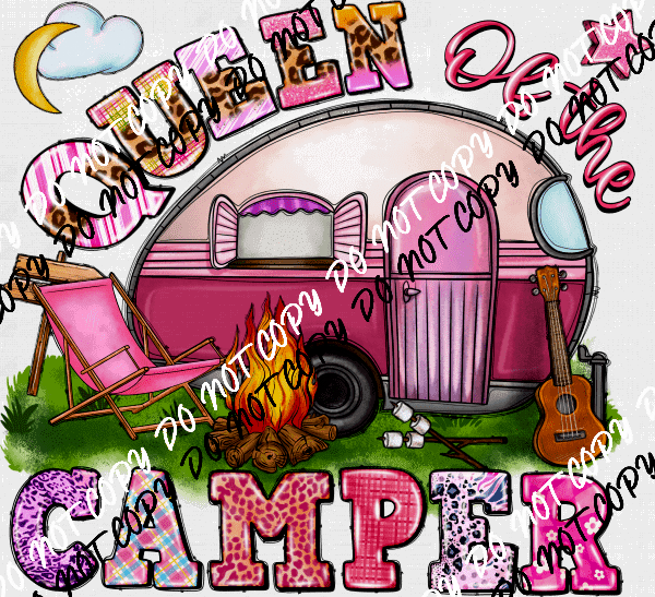 Queen of the Camper in Pink DTF Transfer - We Print U Press DTF Transfers