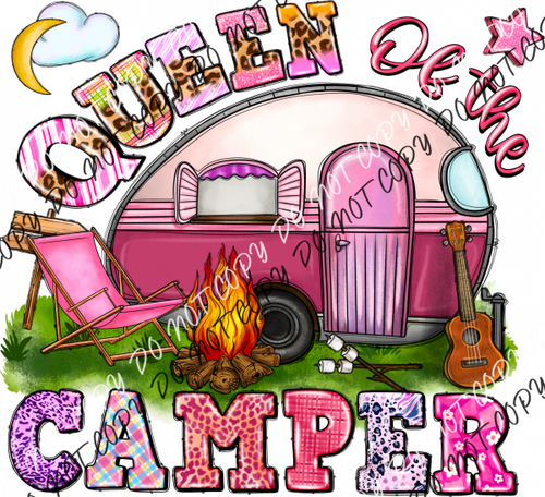 Queen Of The Camper In Pink Dtf Transfer Rtp Transfers