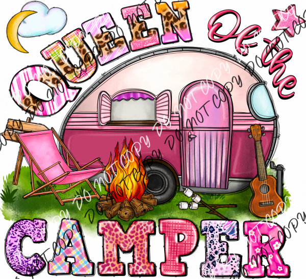 Queen Of The Camper In Pink Dtf Transfer Rtp Transfers