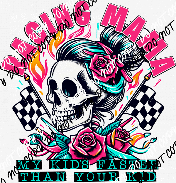 Racing Mama Skeleton DTF Transfer - We Print U Press DTF Transfers