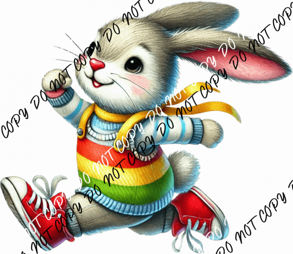 Rainbow Jumper Bunny DTF Transfer - We Print U Press DTF Transfers