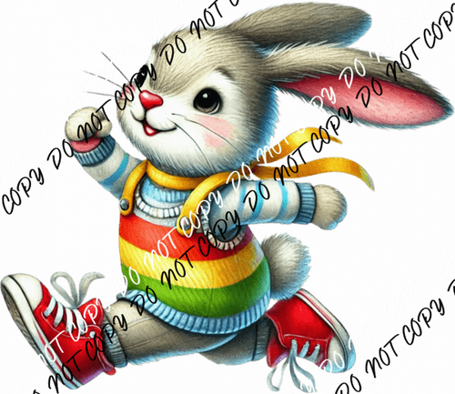 Rainbow Jumper Bunny DTF Transfer - We Print U Press DTF Transfers