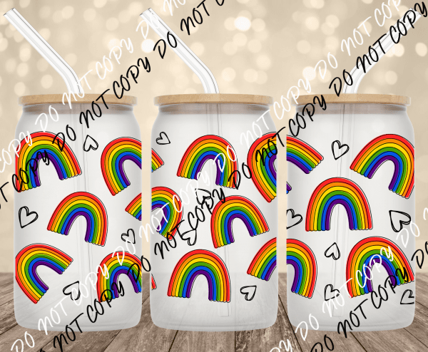 Rainbows UV Transfer for 16 oz Glass Can - We Print U Press DTF Transfers