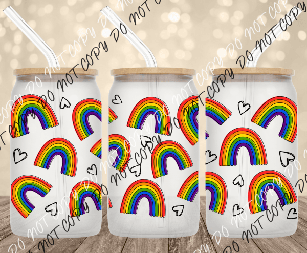 Rainbows UV Transfer for 16 oz Glass Can - We Print U Press DTF Transfers