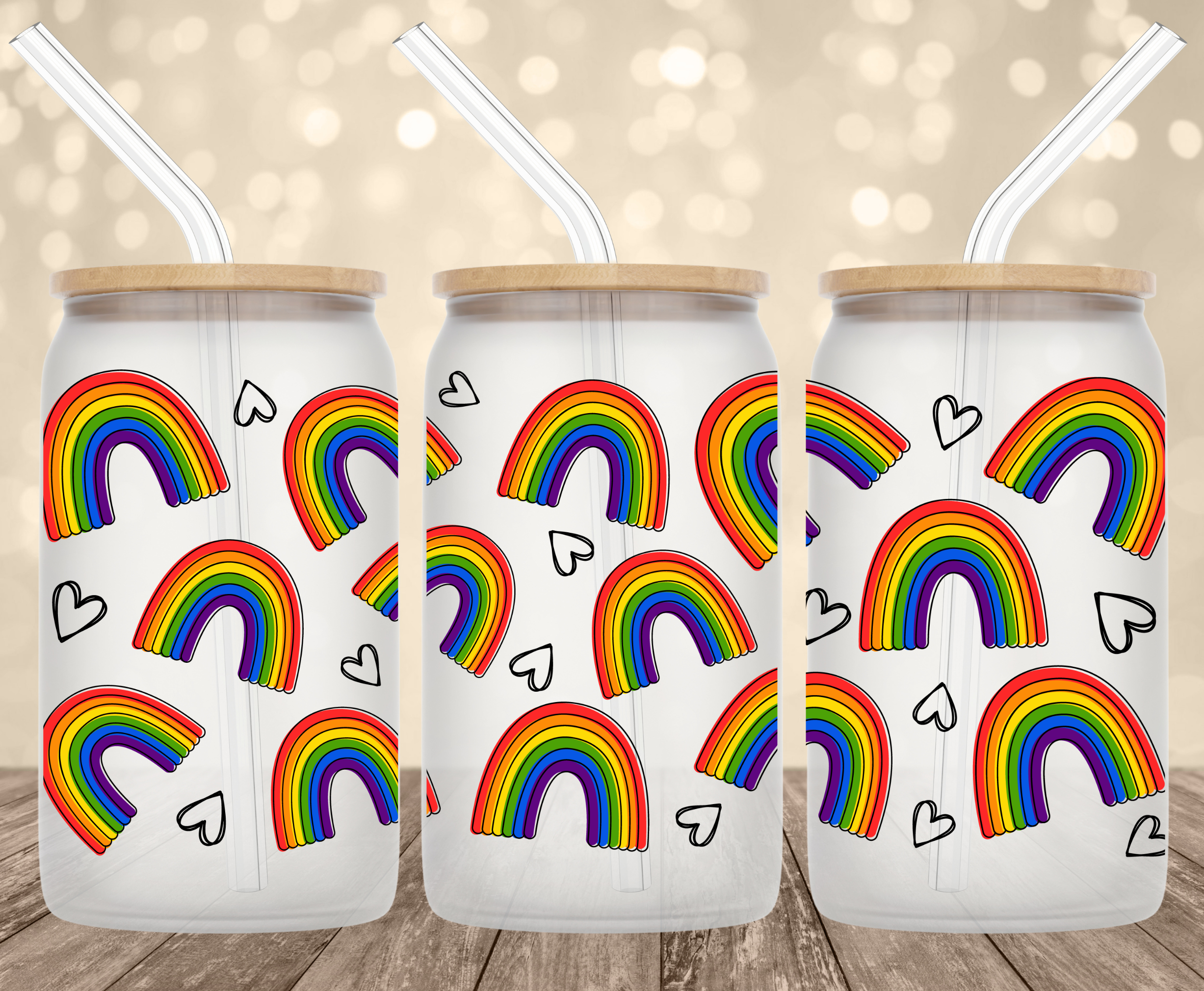 Rainbows UV Transfer for 16 oz Glass Can Tumblers