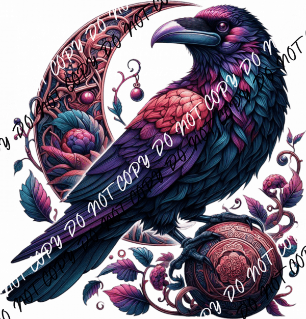 Raven Tribal Moon DTF Transfer - We Print U Press DTF Transfers
