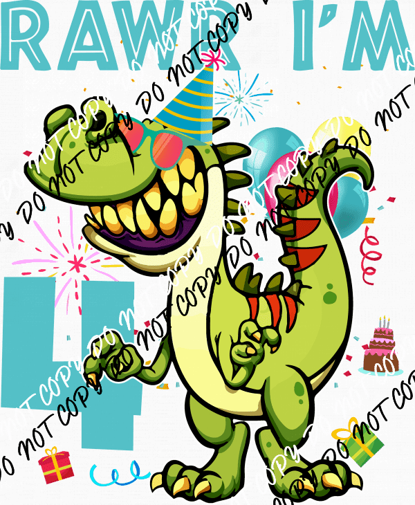 Rawr Birthday Dinosaur DTF Transfer (See Age Options) - We Print U Press DTF Transfers