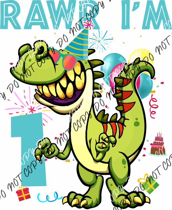 Rawr Birthday Dinosaur Dtf Transfer (See Age Options) Rtp Transfers