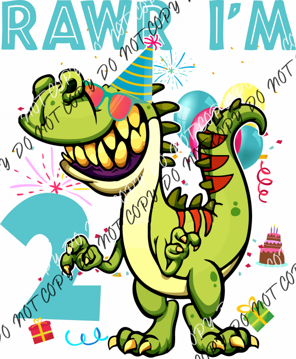 Rawr Birthday Dinosaur Dtf Transfer (See Age Options) Rtp Transfers