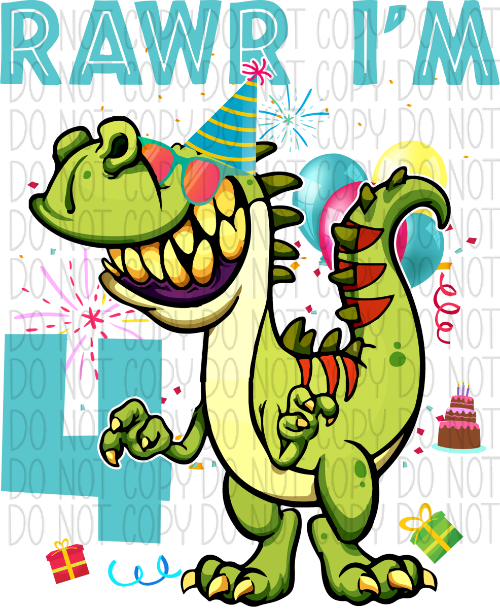 Rawr Birthday Dinosaur Dtf Transfer (See Age Options) Rtp Transfers