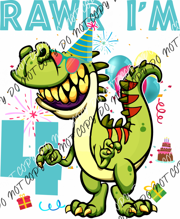 Rawr Birthday Dinosaur Dtf Transfer (See Age Options) Rtp Transfers