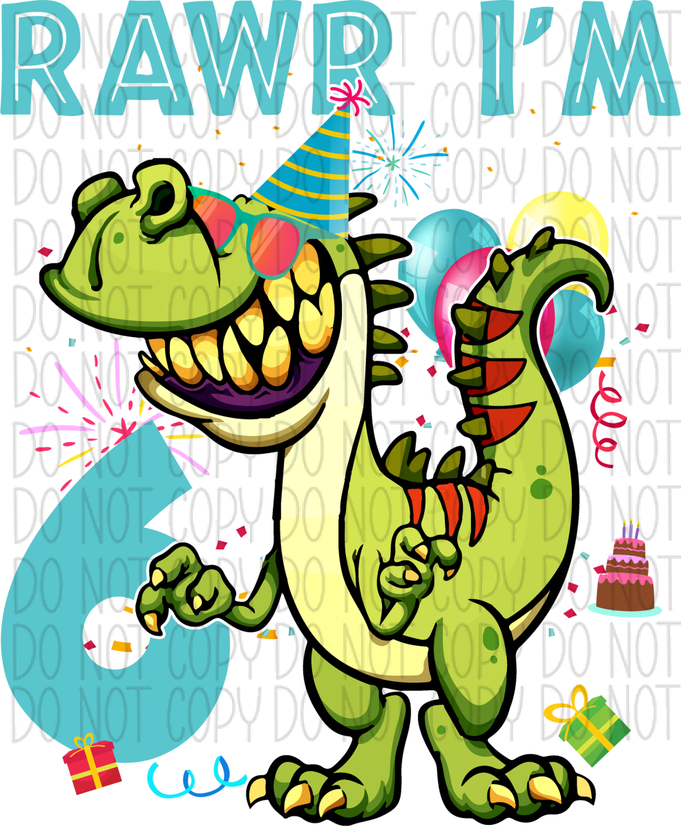 Rawr Birthday Dinosaur Dtf Transfer (See Age Options) Rtp Transfers